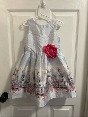 Pippa & Julie Silver Dress with Pink Floral Accent